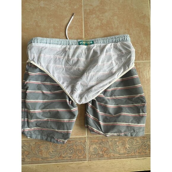 Bonobos Worn Once  Swim Trunks  Nylon Gray Striped Pink Men size L - Picture 6 of 11